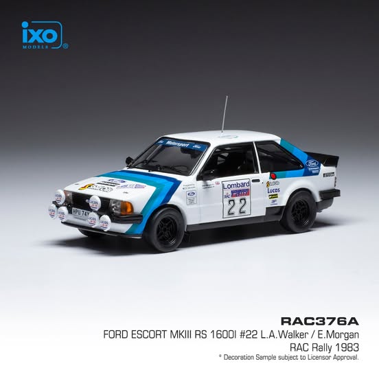 1:43 FORD ESCORT MKIII RS 1600I #22 L. A. WALKER /E. MORGAN RALLY RAC 1983