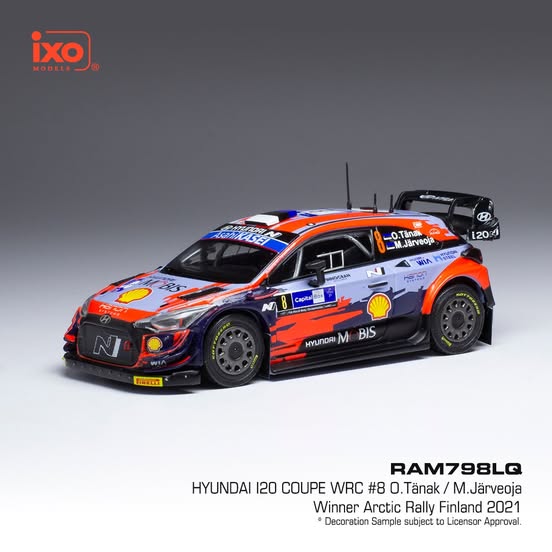 1:43 HYUNDAI I20 COUPE WRC #8 TANAK / JARVEOJA RALLYE ARCTIC FINLAND 2021