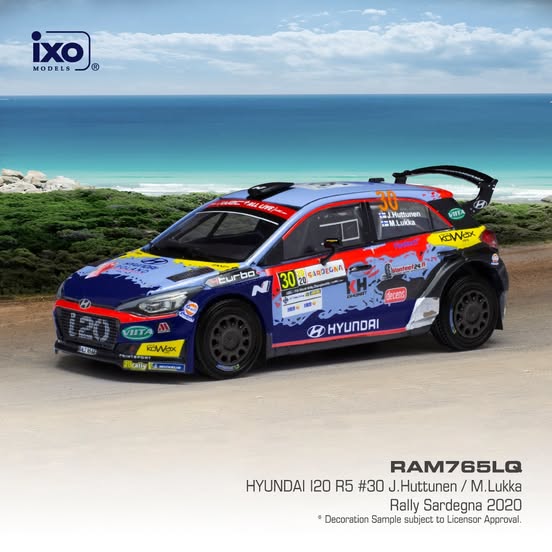 1:43 HYUNDAI I20 R5 #30 HUTTUNEN / LUKKA RALLYE SARDINIEN 2020