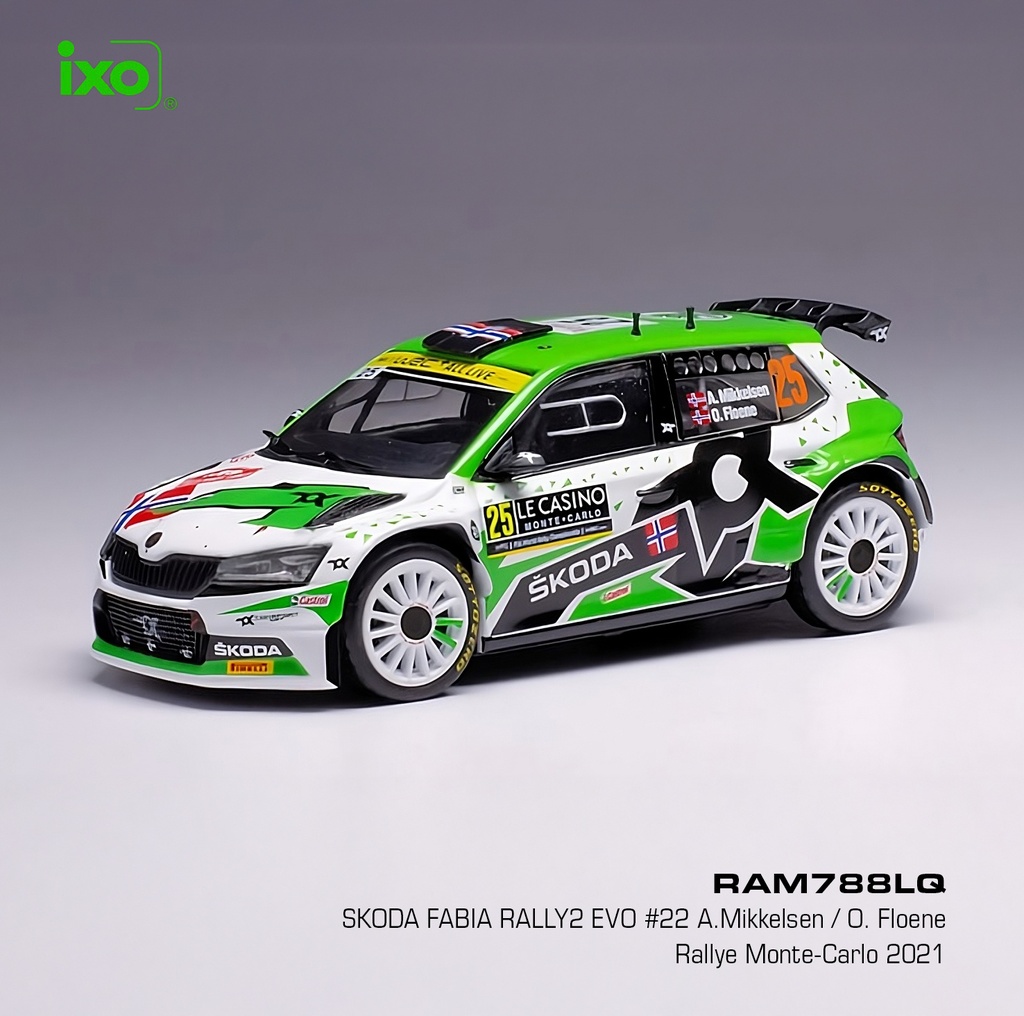 SKODA FABIA RALLY 2 EVO #25 A. MIKKELSEN / O. FLOENE - RALLYE MONTE CARLO 2021 