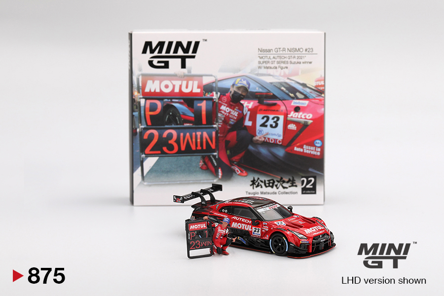 1:64 NISSAN GT-R (R35) NISMO "MOTUL AUTECH GT-R" #23 T.MATSUDA W/ FIGURE - SUPER GT SERIES SUZUKA 2021