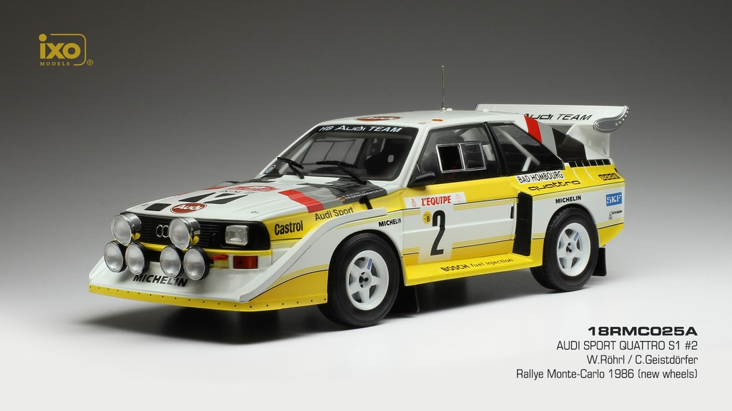 1:18 AUDI SPORT QUATTRO SPORT S1 #2 W. ROHRL / C. GEISTDORFER- RALLY MONTECARLO 1986 