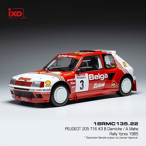 [18RMC135.22] PEUGEOT 205 T16 "BELGA" #3 B. DARNICHE / A. MAHE - RALLY YPRES 1985