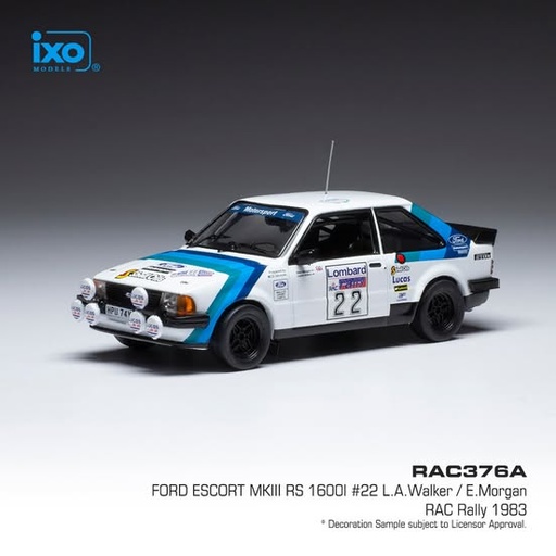 [RAC376ALQ] 1:43 FORD ESCORT MKIII RS 1600I #22 L. A. WALKER /E. MORGAN RALLY RAC 1983