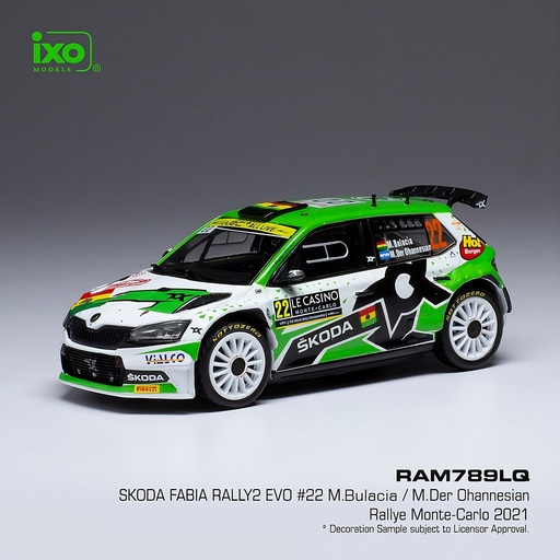 [RAM789LQ] 1:43 SKODA FABIA RALLY 2 EVO #22 M. BULACIA / M. DER OHANNNESIAN - RALLY MONTE CARLO 2021